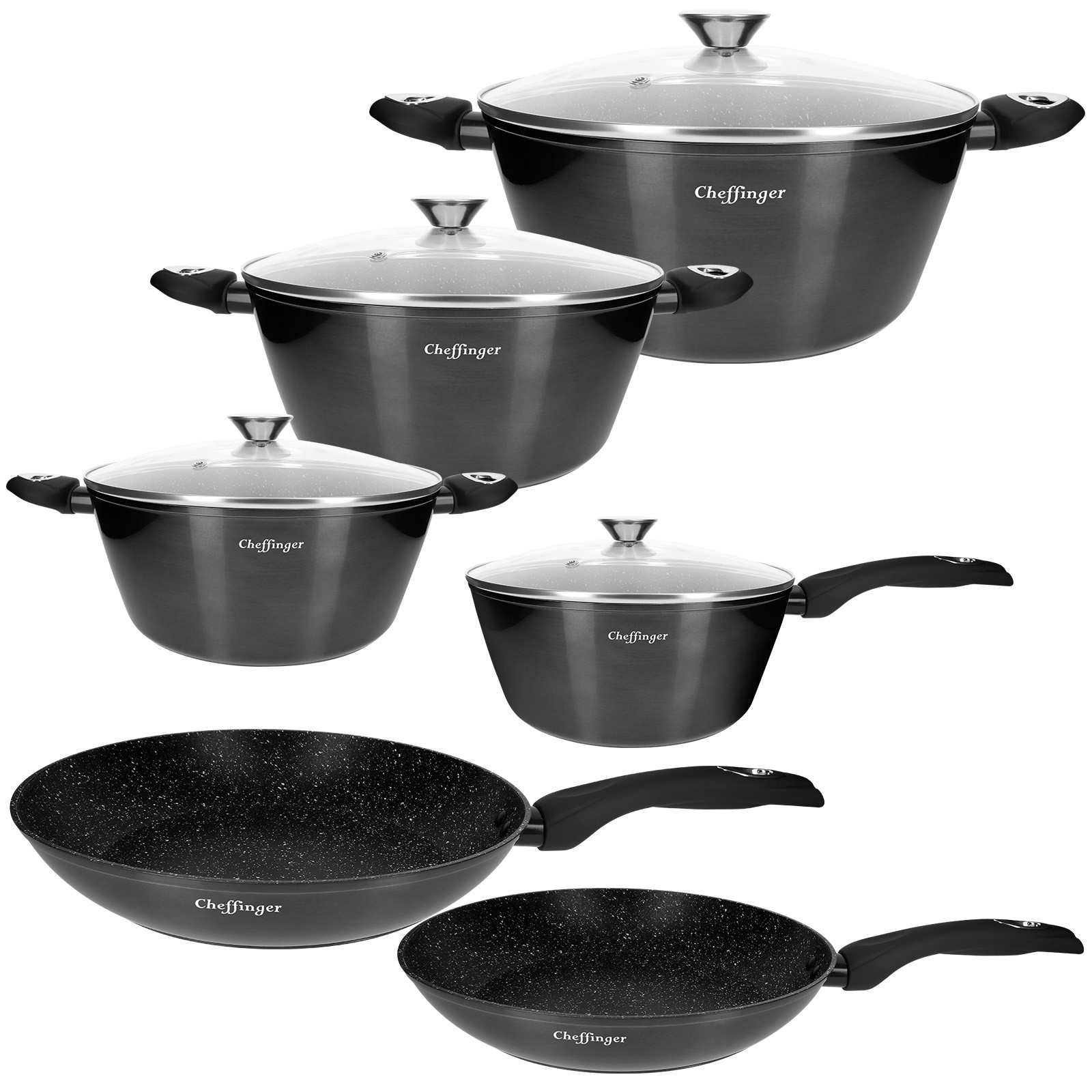 Batterie de cuisine marbre comprenant marmites casserole poêles tous feux dont induction