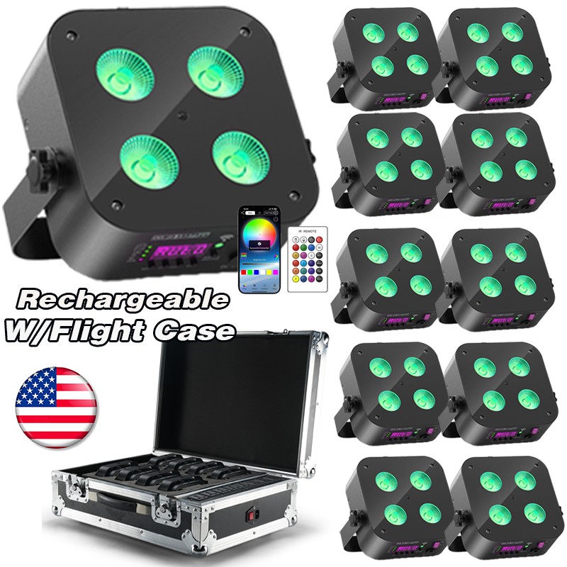 LED 4x25W RGBWA+UV Battery Powered WIRELESS DMX Par Can DJ Uplighting Up Light