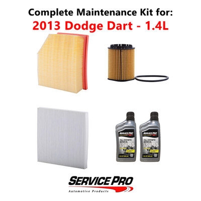 2013 Dodge Dart 1.4L Complete Oil, Air & Cabin Filter Kit (5W-40)