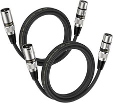EBXYA XLR Cable 2ft 2 Pack - Balanced DMX Cable, 3 Pin Male to Female