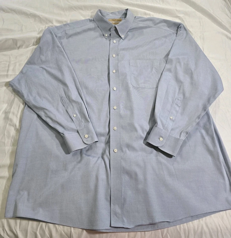 Camisa de vestir Roundtree & Yorke Gold Label para hombre azul claro XXL 18,5/35 grande sin planchar Foto 3 de 4