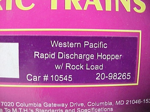 Tolva de descarga rápida MTH O PREMIER 20-98265 WESTERN PACIFIC #10545 | Zustand: Used