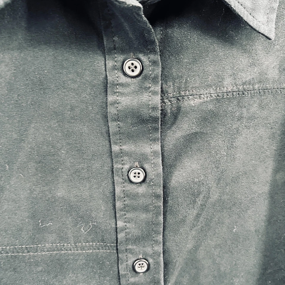 Lizsport Womens Shirt Large Tan Button Front Y2K Minimalist Chamois Overshirt - Image 3 of 4