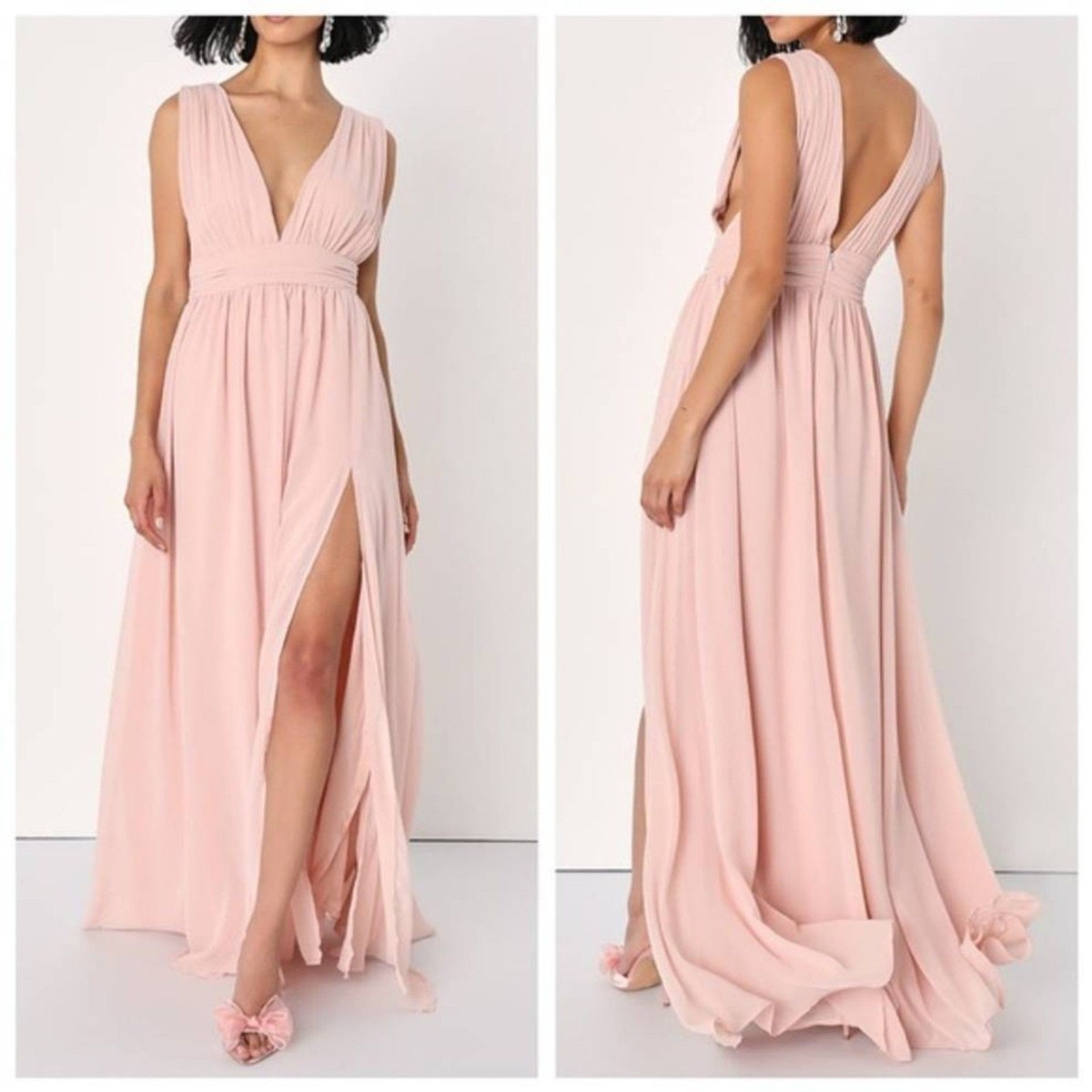 lulus heavenly hues blush maxi dress Lulus Heavenly Hues Blush Maxi Dress Gown Size XS