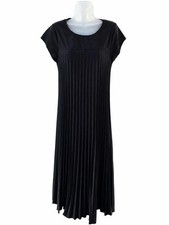 Elegant Black Pleated Maxi Dress. Size Medium.