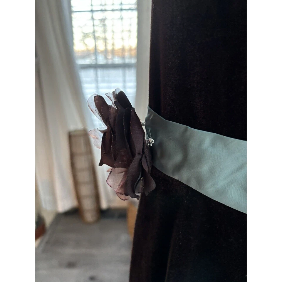 Идеальное платье, размер 14, с цветком, коричневый и бирюзовый - Изображение 4 из 4