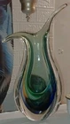 Vintage MURANO SOMMERSO ART GLASS Teardrop Vase 9" Latticino Criss Cross Edges