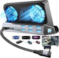12-in-1 Gaming Docking Station   Dual Cooling Fans 4K 60Hz HDMI USB Ethernet HUB