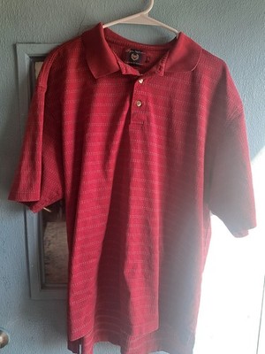 Byron Nelson Eleven Straight Golf Polo Shirt Men Large Red Micro Stripe Cotton#7