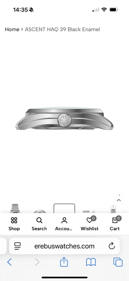 Bracciale Erebus Ascent 39mm HAQ alta precisione quarzo quadrante smalto nero J mai indossato - Immagine 3 di 4