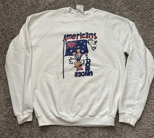 Vintage 80s Australia Crewneck Sweatshirt White Americans Down under Large