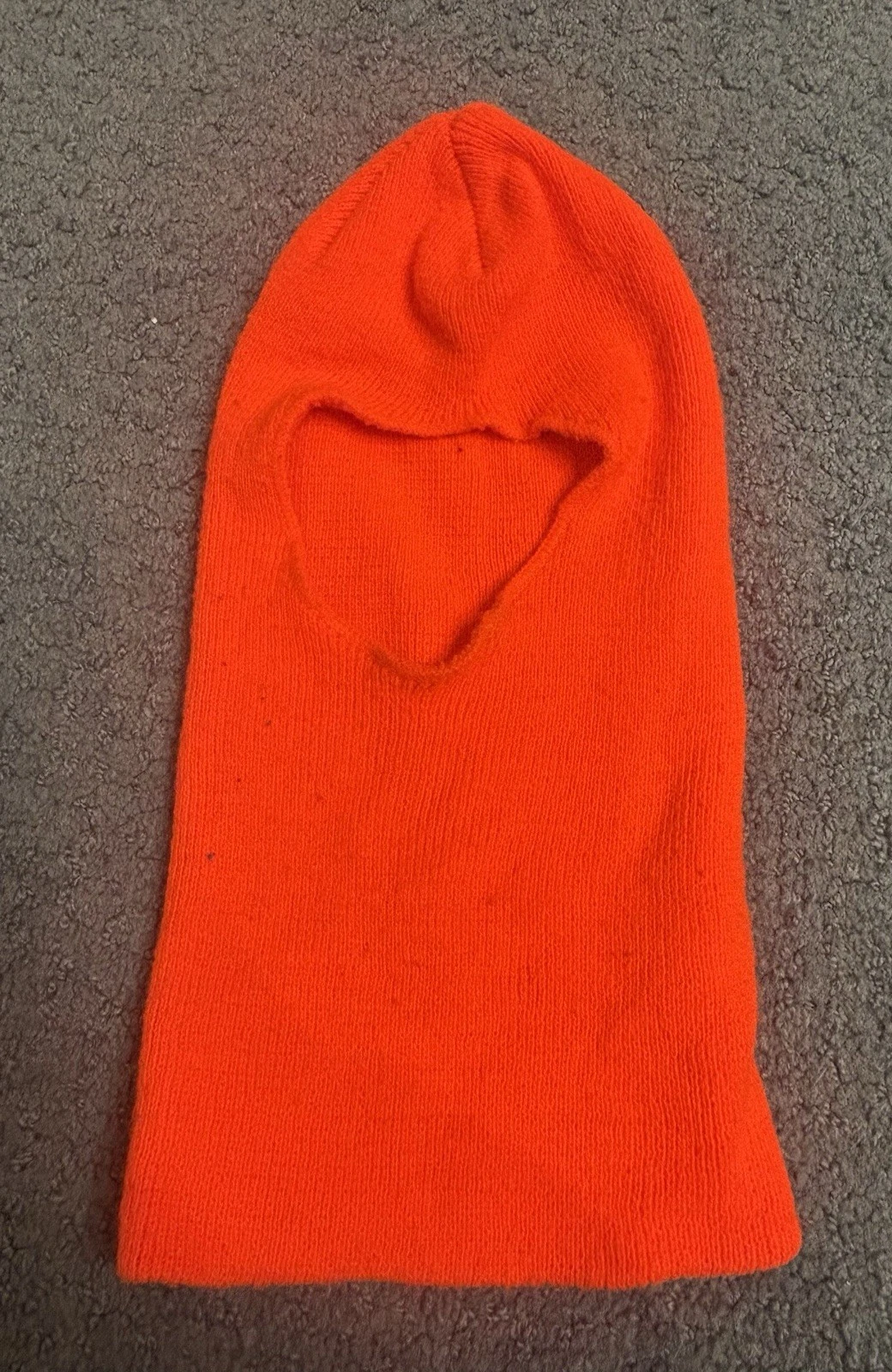 Vintage Blaze Orange Knit Ski Mask Hunting Winter One Hole Balaclava