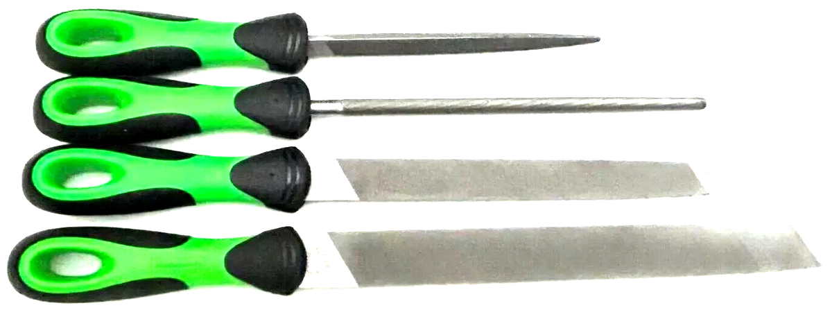 SNAP ON TOOLS SGFMX104 G GREEN 4pc Soft Grip Handle Mixed File Set
