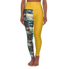 High Waisted Yoga Leggings AOP - Daisy Pattern