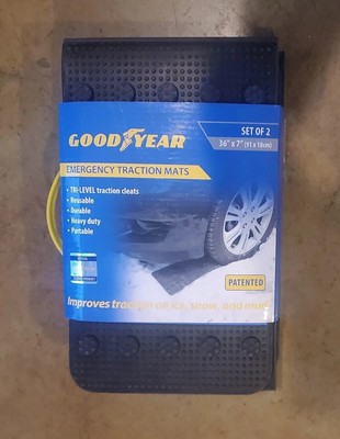 Goodyear Emergency Traction Mats Ice Snow Mud 36  X 7  Set Of 2 Tri-level Cleats