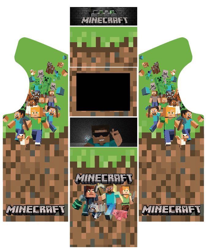 Stickers Borne Arcade Minecraft pour décorer une salle de jeux ou un salon de gamer