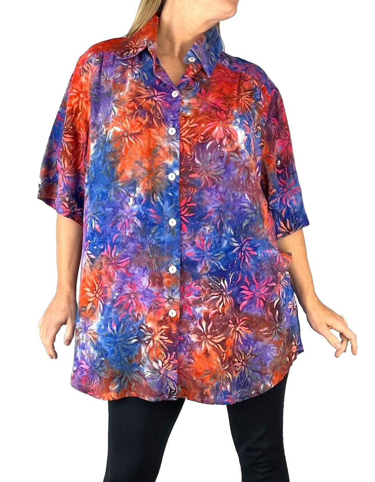 Talla GRANDE Floral Tops Tamaño 2X para Mujer