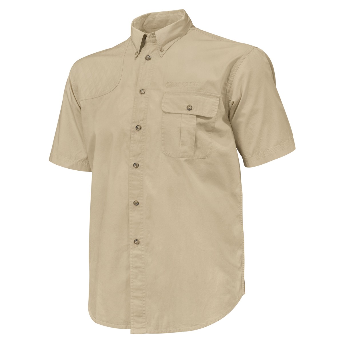 Beretta Men's Lightweight Cotton Shooting Shirt - Short Sleeve, Mesh Back, Quilted Shooting Patch