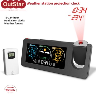 インテリア時計 WEATHER FORECAST RADIO CONTROLLED ZX3538 Projection Clock Weather Station Time/Temperature Dual