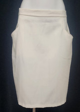 Requirements Petites Vintage Pencil Skirt Ivory Two Pocket Knee Length 32" Waist