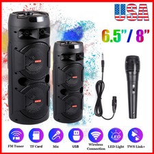 5000W Portable Bluetooth Speaker Sub woofer Heavy Bass Sound Party System W/ Mic