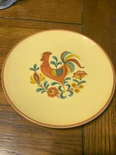 Vintage Taylor Smith Rooster 6.5” Plate Stoneware Country Yellow Blue & Red