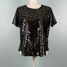 ALFANI ~ Animal-Print Burnout Top ~ Alf Gunmetal~ Size: M - Brand New w/Tags!