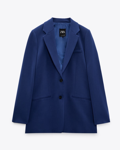 ZARA WOMEN NEW STRAIGHT CUT BLAZER JACKET BLUISH NAVY 2010/747 S M - Picture 5 of 8