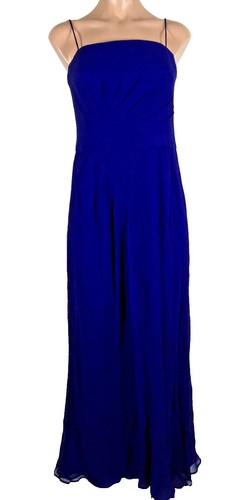 chetta b metallic maxi dress CHETTA B BLUE BROWN ABSTRACT PRINT SATIN CAMISOLE MAXI DRESS W/SHELF BRA SZ L