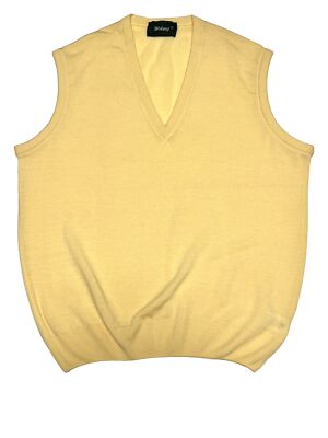 Wolsey Men's Size 44 54 100% Wool Vest Sweater Yellow V Neck
