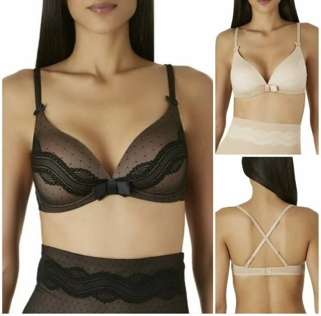 Sujetador Camiseta Aubade Plumetischic Balcón Acolchado Nuevo con Etiquetas Color Negro 32C Foto 2 de 3