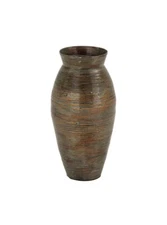 Litton Lane 20 in. Brown Textured Bamboo Wood Decorative Vase with Lacquer