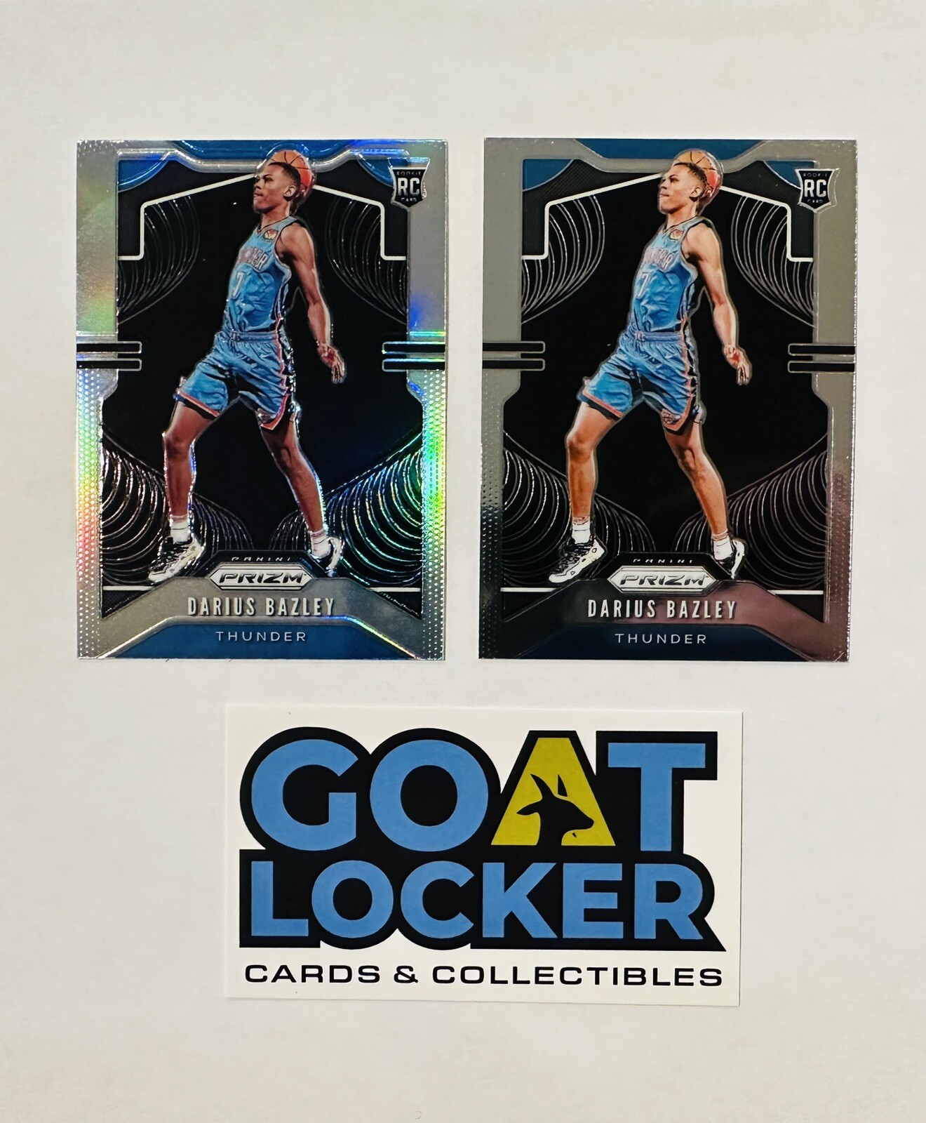 2019-20 Prizm Darius Bazley Silver & Base Prizm Rookie Card RC #289 Thunder