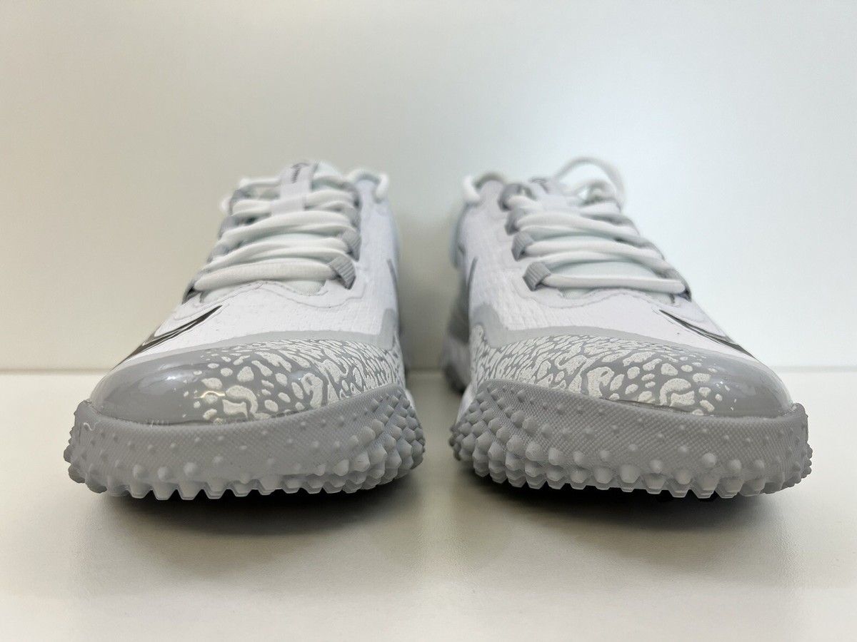 NEW NIKE ALPHA HUARACHE ELITE 4 TURF WHITE WOLF GREY FD2743 100 BASEBALL MENS 10 Nike Baseball Alpha Huarache Elite 4 Turf Shoes White Grey  main image 3
