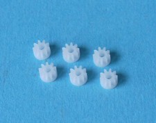 W8100 L7085 Scalextric Spare 6 Inline Motor Pinion Gears White 9T 9 Tooth