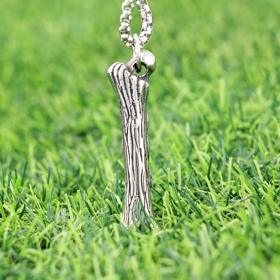 Colgante de hueso para hombre colgante de acero inoxidable collar para hombre ojos rojos plateado Foto 4 de 4