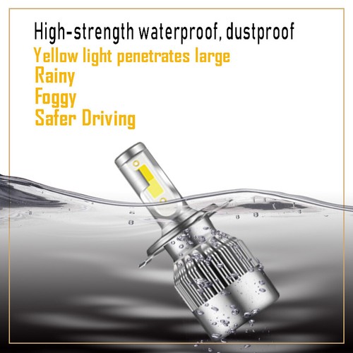 55W H4 LED Headlight Car Fog Light Bulb White&Yellow Dual Color 3000K&6000K Lamp - Picture 8 of 16