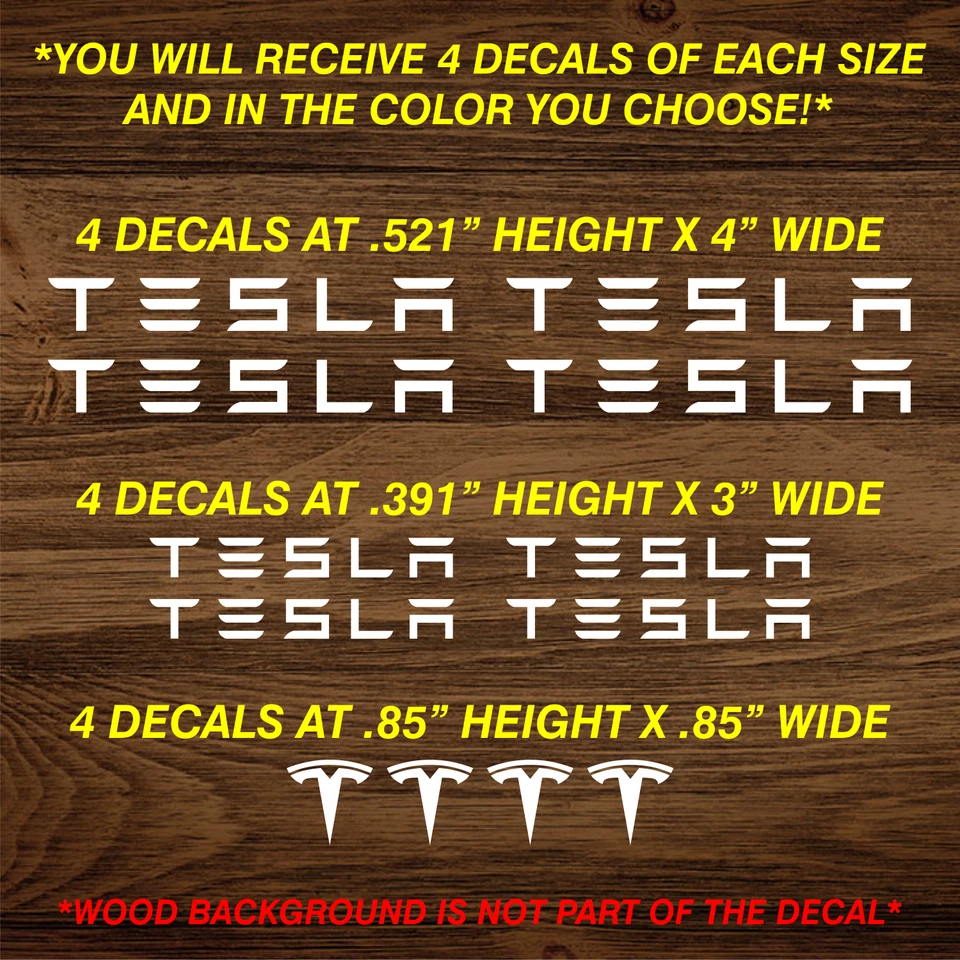 ORACAL 12x TESLA Brake Caliper Decal High Temp Sticker Decal Vinyl