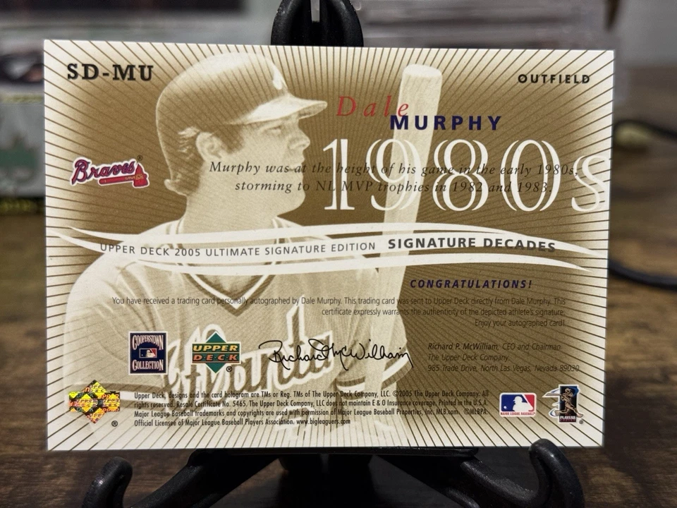 2005 Upper Deck Ultimate Collection Decades Dale Murphy Auto 1980's SD-MU - Image 2 of 2