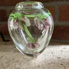 Heavy Crystal Orchids Clear Glass Vase. Possibly Murano. Gorgeous. 3 Lbs. 5.5” T