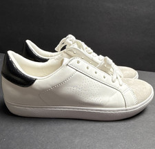 Men's White/Black Low Top Lace-Up Athletic Sneaker Textile Upper Solid