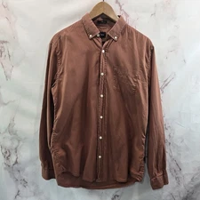 Frank And Oak Shirt Mens Medium Pink Brown Clay Long Sleeve Button Down 