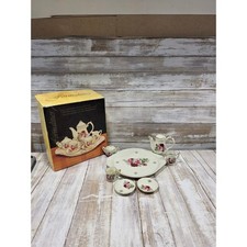 Formalities Baum Brothers Victorian Rose Miniature Tea Set Ivory Gold 9 pc. READ