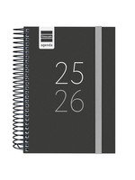 SekundäRkalender 2025/2026 Finocam, 1 Tag/Seite, Schwarz, Katalanisch