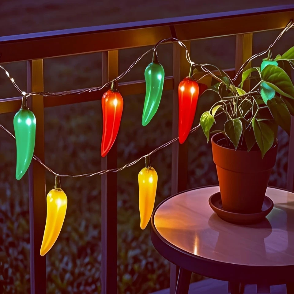 35 LED Red, Green, Yellow Chili Pepper String Lights, 18 Ft, UL Listed - Image 3 of 4
