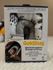 NEW Goldbug Duo Car Seat Stroller Head Support  Strap Cover Set Gray White