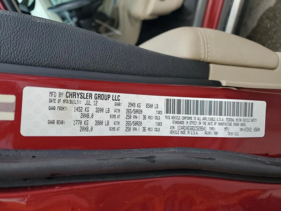 Used Front Right Door Interior Trim Panel fits: 2013 Dodge Durango  Grade A Foto 3 de 4