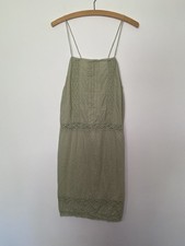 ASOS Design Mini Dress Size 14 Sage Green Boho Crochet Strappy
