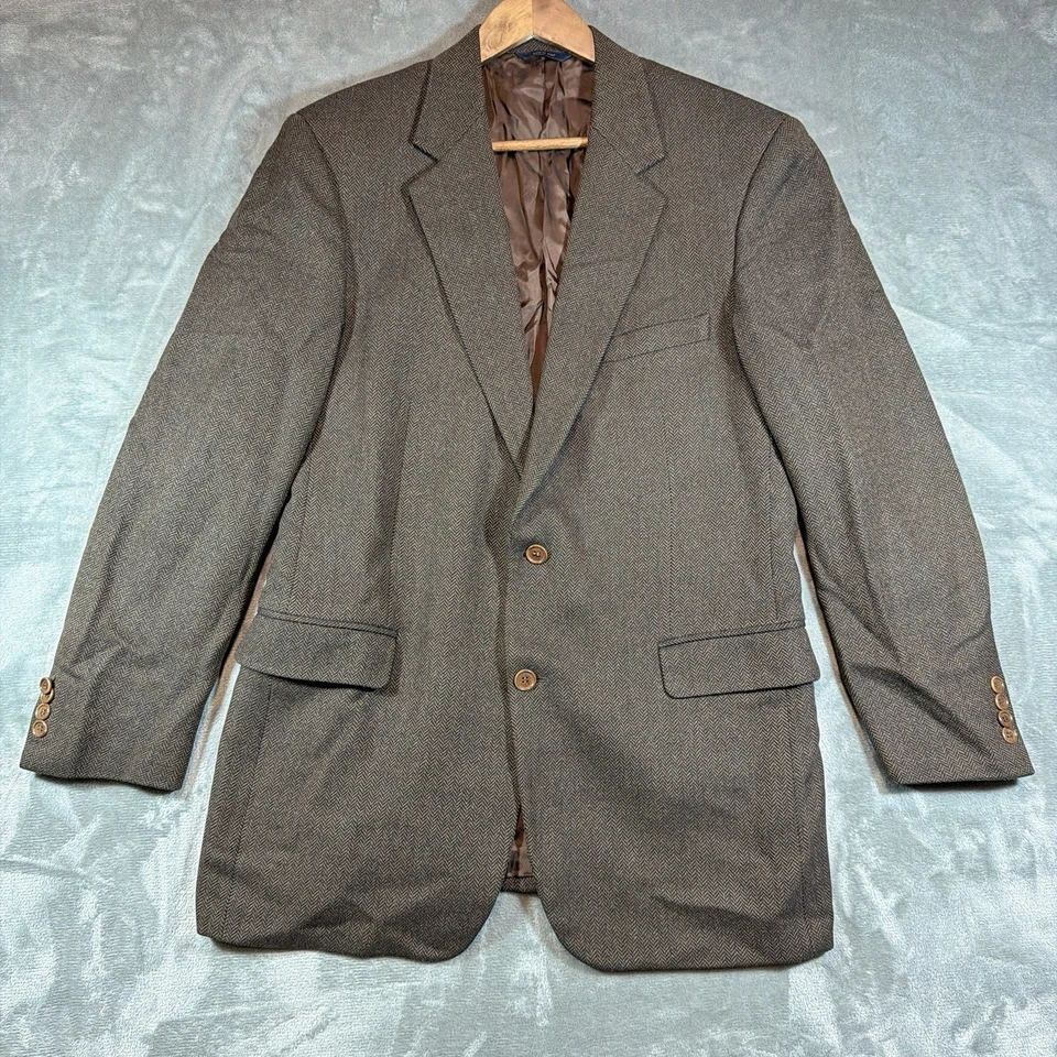 Chaqueta Brooks Brothers Para Hombre 46 Marrón Abrigo Deportivo 100% Lana de Cordero Espiga Foto 2 de 4