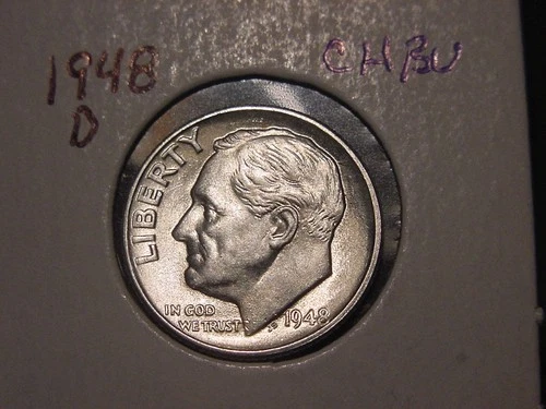 1948-D ROOSEVELT DIME CHOICE BU NICE ORIGINAL BETTER DATE COIN FREE SHIPPING